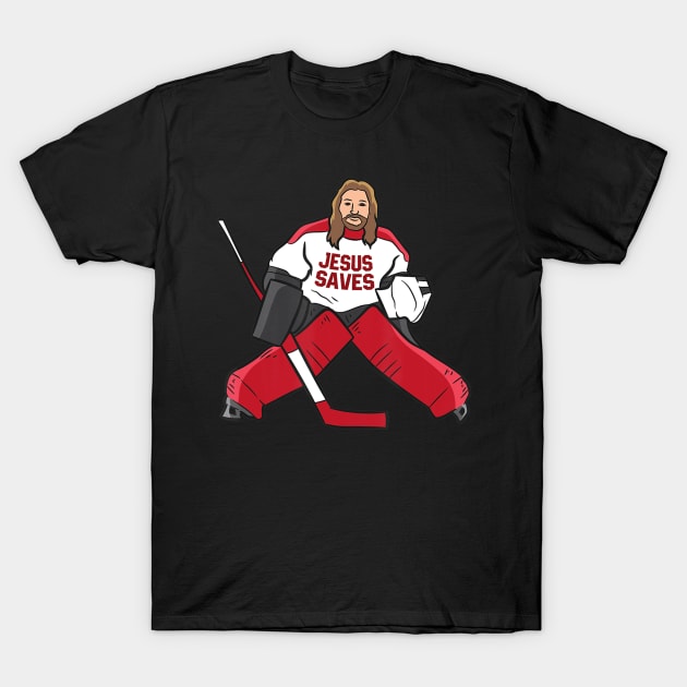 Jesus Saves Ice Hockey Goalie Hockey Goalie T-Shirt by HaroldKeller